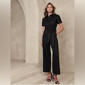 Banana Republic Black Button Down Wide Leg Jumpsuit